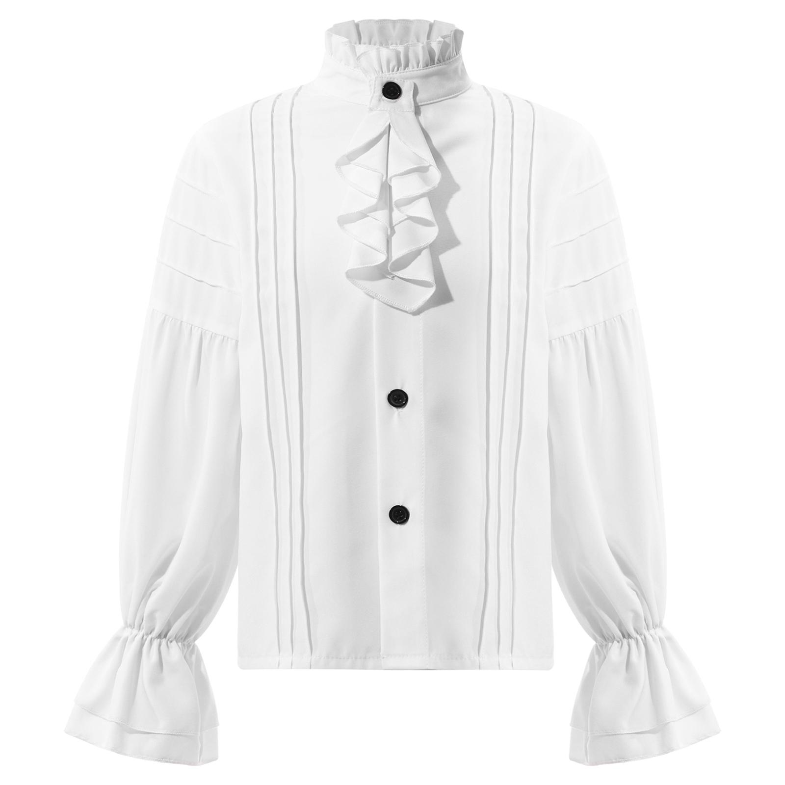 

Дитячий костюм епохи Відродження Середньовічний Вікторіанський Вінтажний Ретро Дизайн Піратська Сорочка Волан Довгий Рукав Сорочка з Оздобленням Рюшами 7-8 Years білий