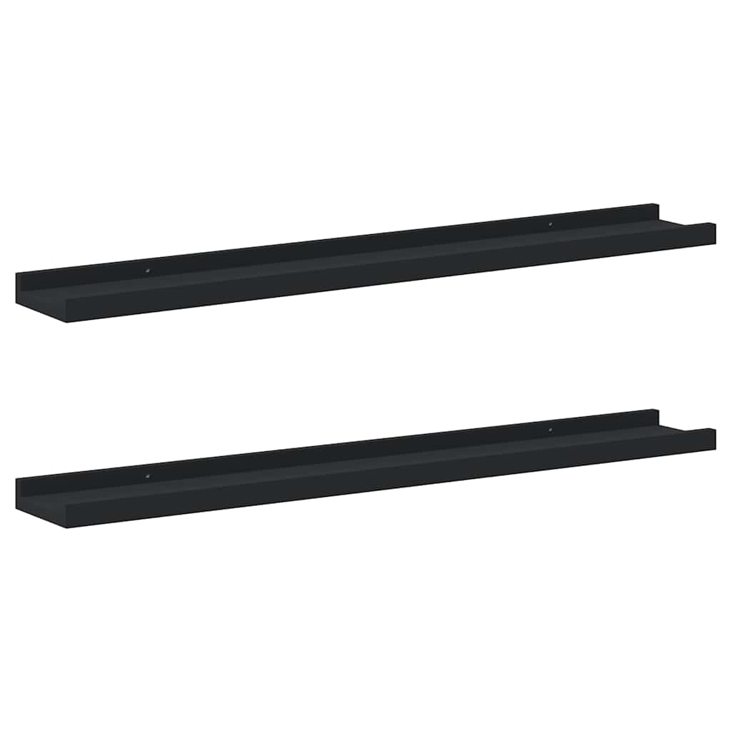 Picture Ledges 2 pcs Black 80 x 9 x 3 cm MDF