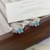 Elegant Zirconia Star Stud Earrings - Fresh Blue C-Shape Design for Spring and Summer