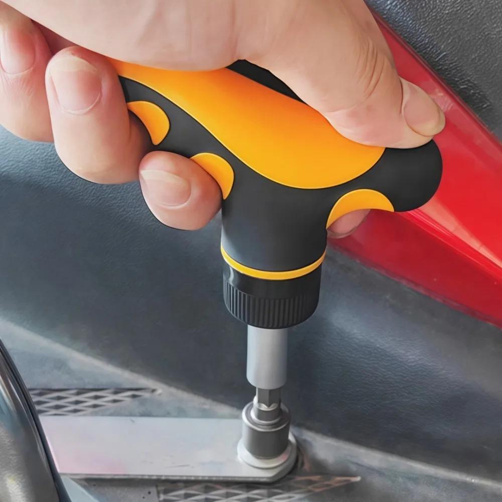 Vylepšený T-rukojeťový 72zubý ráčnový šroubovák Křížový Švestkový květ Šestihranný šroubovák DIY Opravné nástroje šroubovák Sada nástrčných klíčů