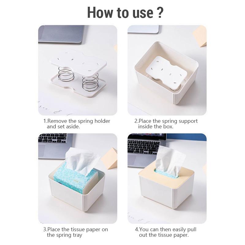 Tissue Box Dispenser Spring Loaded Bathroom Kitchen Organizer with Universal Bracket Home Office Toilet Paper Holder