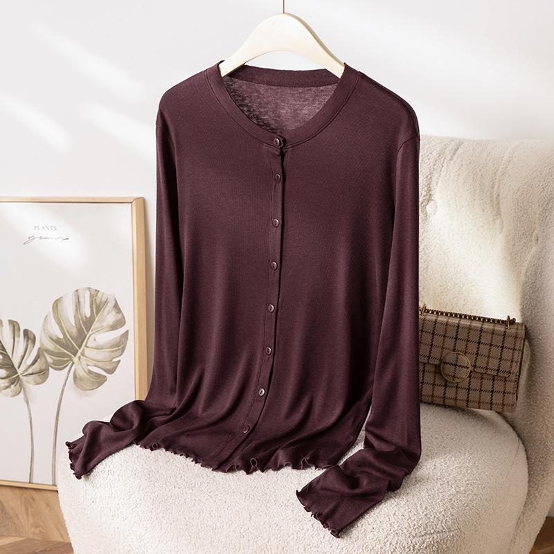 2026 Hangzhou Women's Summer Mulberry Silk Lyocell Cardigan T-shirt: Sun Protection & Body Concealment