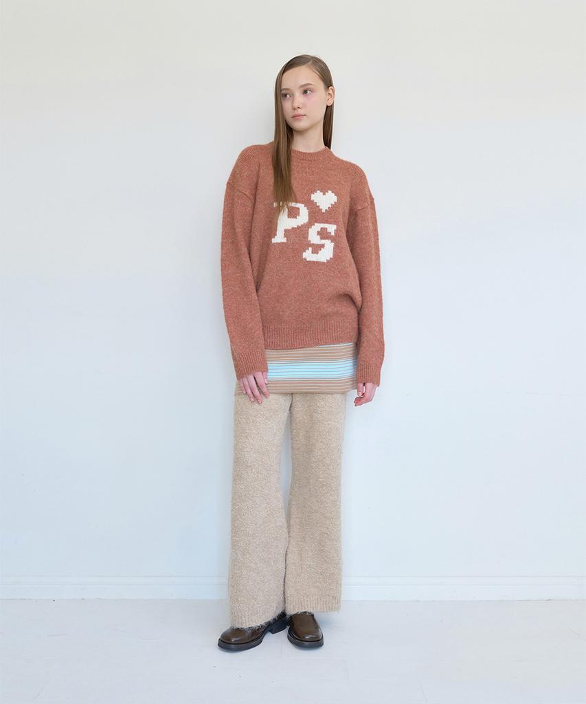 PISCESS Hairy Jacquard Sweater_Orange