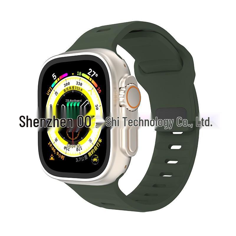 iWatch7 Diamond Buckle Horizontal Stripe S9 Silicone Strap for Apple Watch 8/Ultra