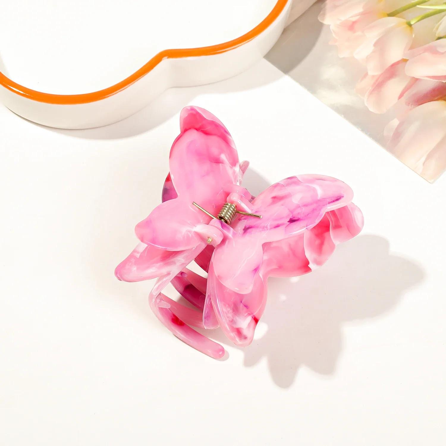 

18 цветов, мраморный узор, держатель для волос, зажимы для волос, элегантные двойные зажимы в виде акулы, аксессуары, праздничный подарок, новый роза розовый