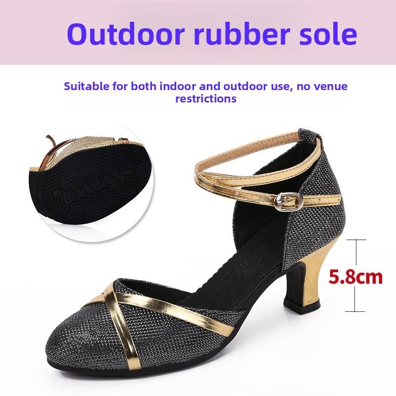 Professional Latin Dancing Shoes Women Soft Rubber Sole Closed Toe Fashion Modern Tango Ballroom Party Lady Latin Dance Shoes