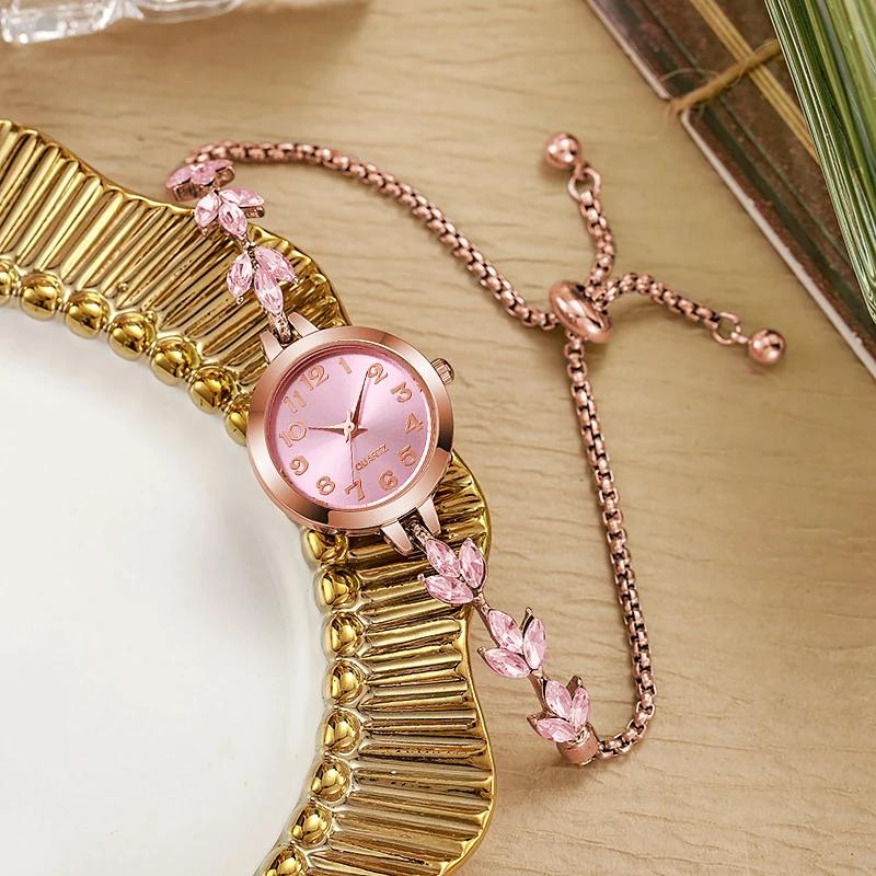 New Women's Quartz Watch with Diamond Accents, Small Dial, Delicate Bracelet, Adjustable Jewelry Quartz Watch