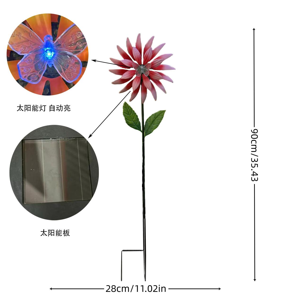 Solar Powered Iron Art Flower Garden Decoration Sunflower Villa Lawn Insertion Outdoor Arrangement Christmas decorations красный