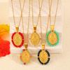 Christian Catholic  Accessory Trendy Our Lady Virgin Mary Necklaces Stainless Steel Oval Pendant Neck Chains for Women