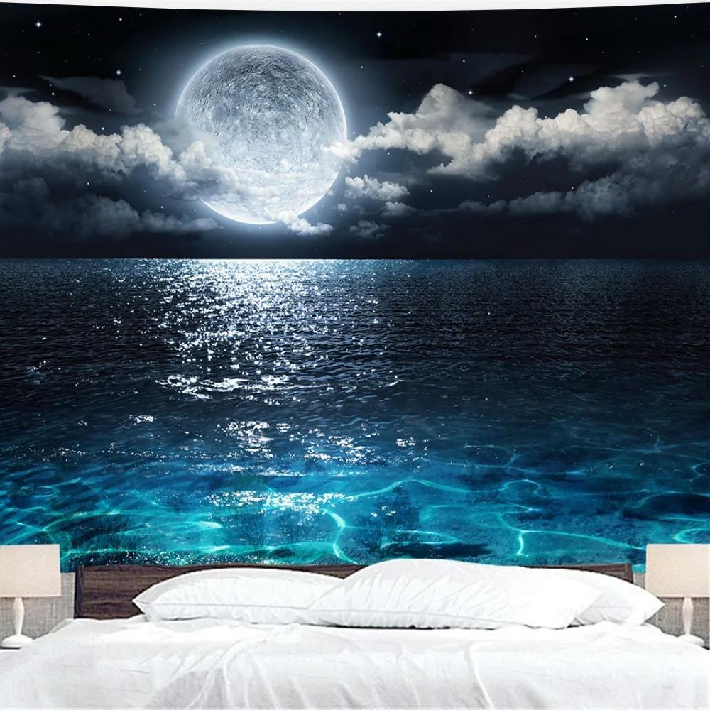 Bohemian tapestry green prairie background cloth modern home decoration bedroom dormitory wall hanging cloth