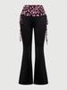 American Autumn Leopard Patchwork Y2K One-shoulder Strapless Backless Tank Top & Pants Set