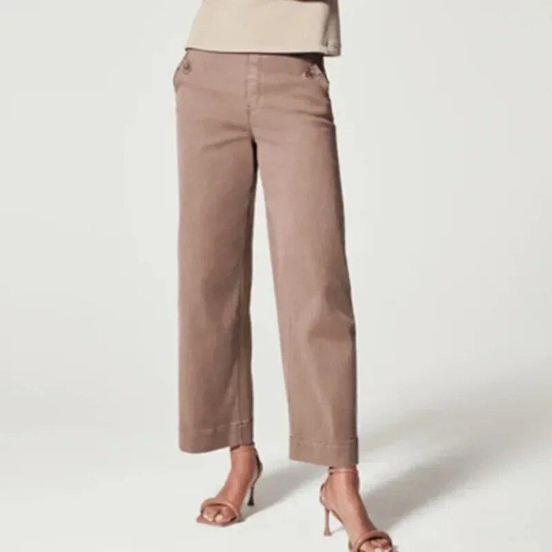 2024 Fashion High Waist Straight Womens Pants Spring/Summer Streetwear Office Lady Casual Pocket Loose Trousers 30265