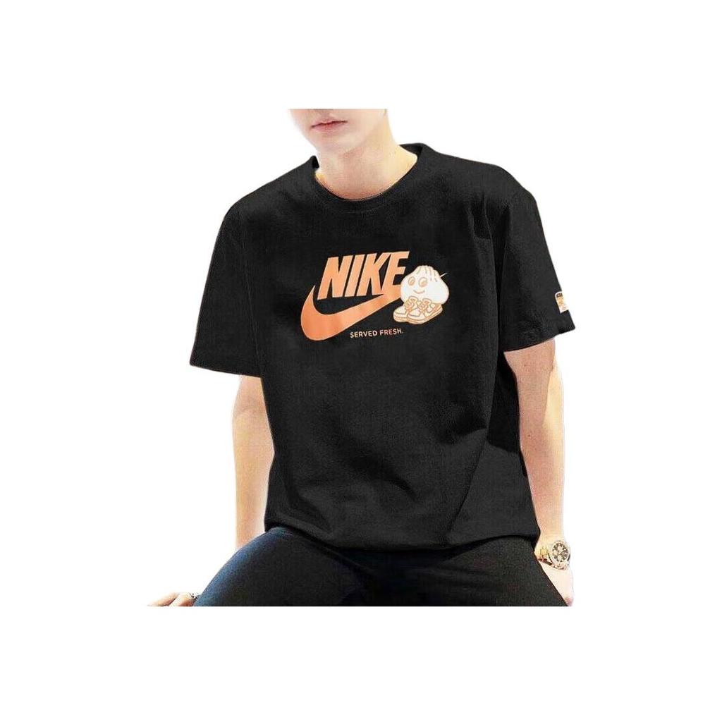 Nike Solid Color Logo Trendy Breathable Pattern Round Neck Pullover Short Sleeve Drop Shoulder T-Shirt Men Tops Black FB9804-010