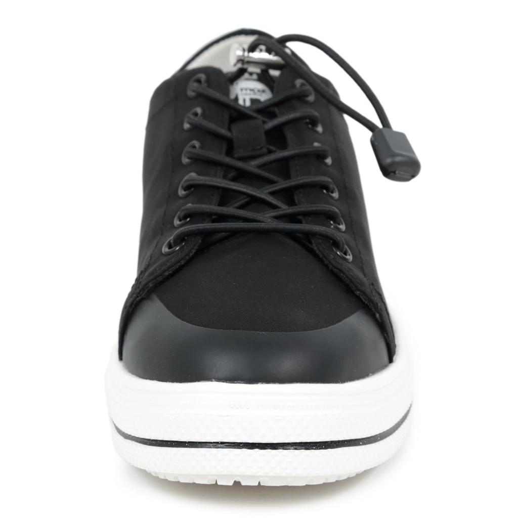 Mozu Waterproof Rain 4cm Stretch Elastic Size 23cm Women's Low-Top Sneakers, Waterproof, Non-Slip Sole, Laces, Black,