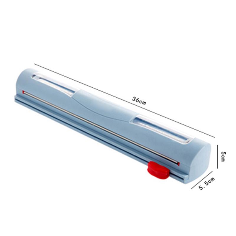 Plastic Wrap Dispenser with Slide Cutter Reusable Foil & Sealing Film Cutter Kitchen Storage Accessory Adjustable Length