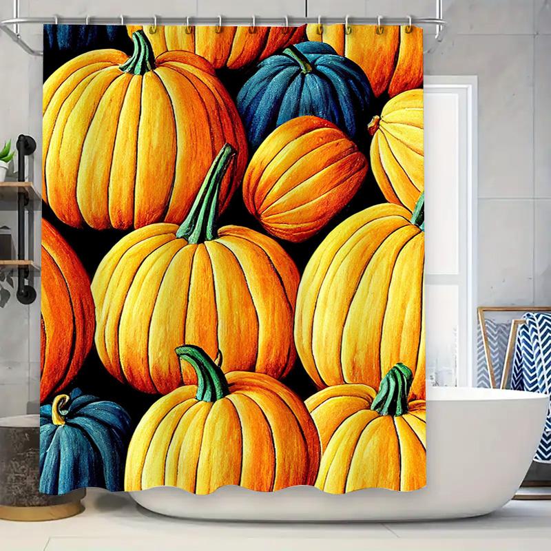 Tuniu Autumn Pumpkin Seamless Pattern Shower Curtain Fabric Decorative Home Decor Gift