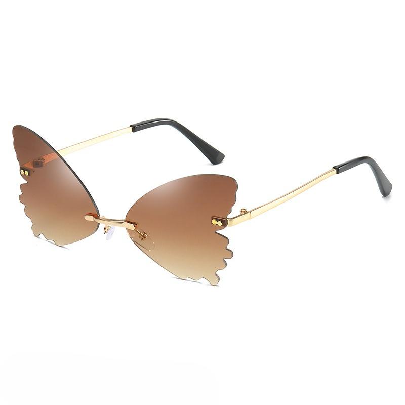 Gafas de Sol Vintage sin Montura Forma de Mariposa Streetwear Mujer Lujo Divertido Rosa Gafas de Sol Tonos UV400 2026 Marca Diseñador SG031
