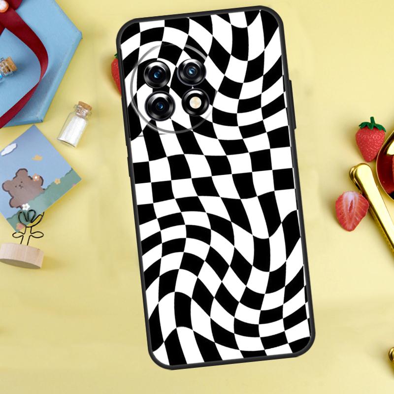 Crazy Checkered Case For OnePlus 13T 13R 12 12R 15 13 11 10 10T 8T Nord 5 CE 2 3 4 Lite Nord N20 N30 Cover