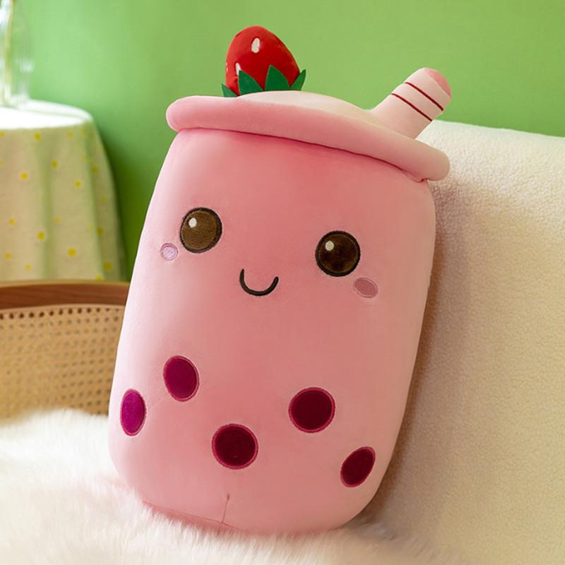 22-25cm Cuddly Bubble Tea Plushies Squishy Pearls Milk Tea Boba Peluche Ice Cream Fruits Juice Drink Bottle Prop Decor Gift