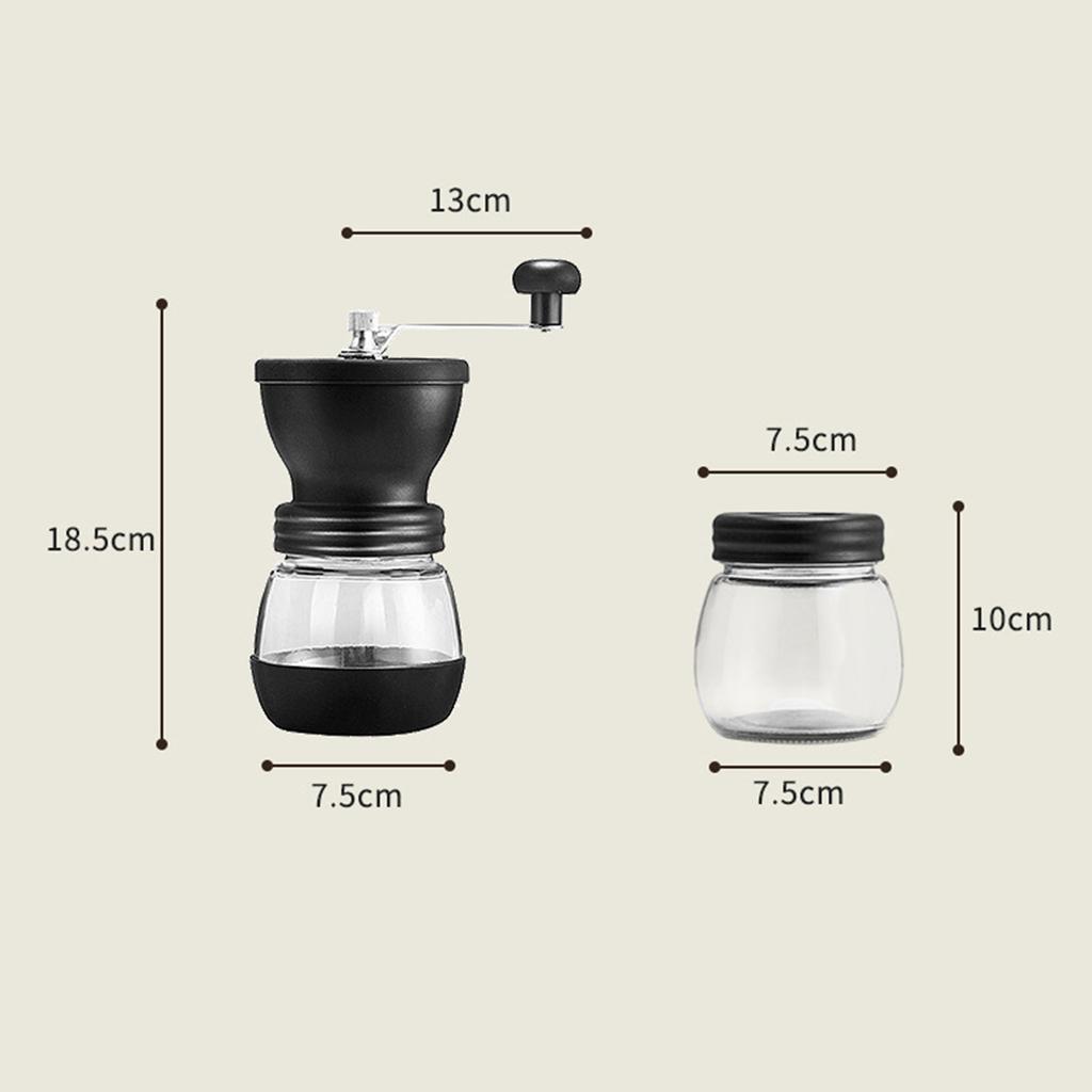 Manual Grinder Labor Saving Washable Detachable Glass Powder Storage Tank Hand Coffee Grinder for
