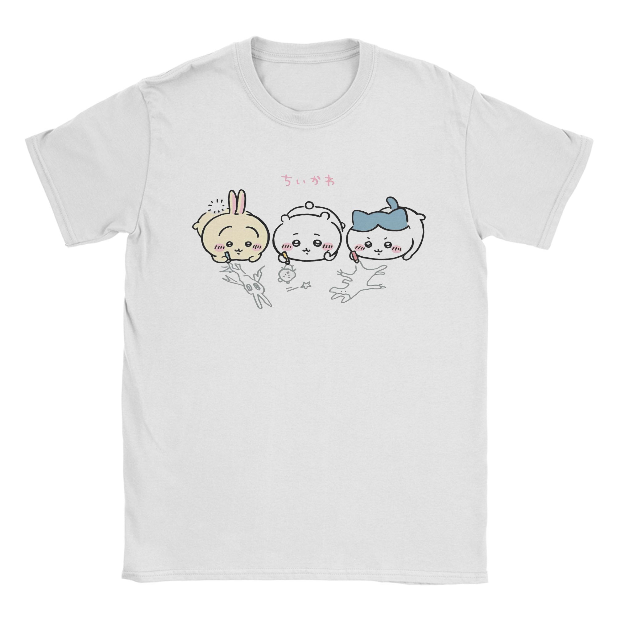 Мужская футболка с рисунком Чикава 100% хлопок Потрясающая футболка Круглый вырез Мультяшная Милая Футболка С коротким рукавом Топы 6XL S