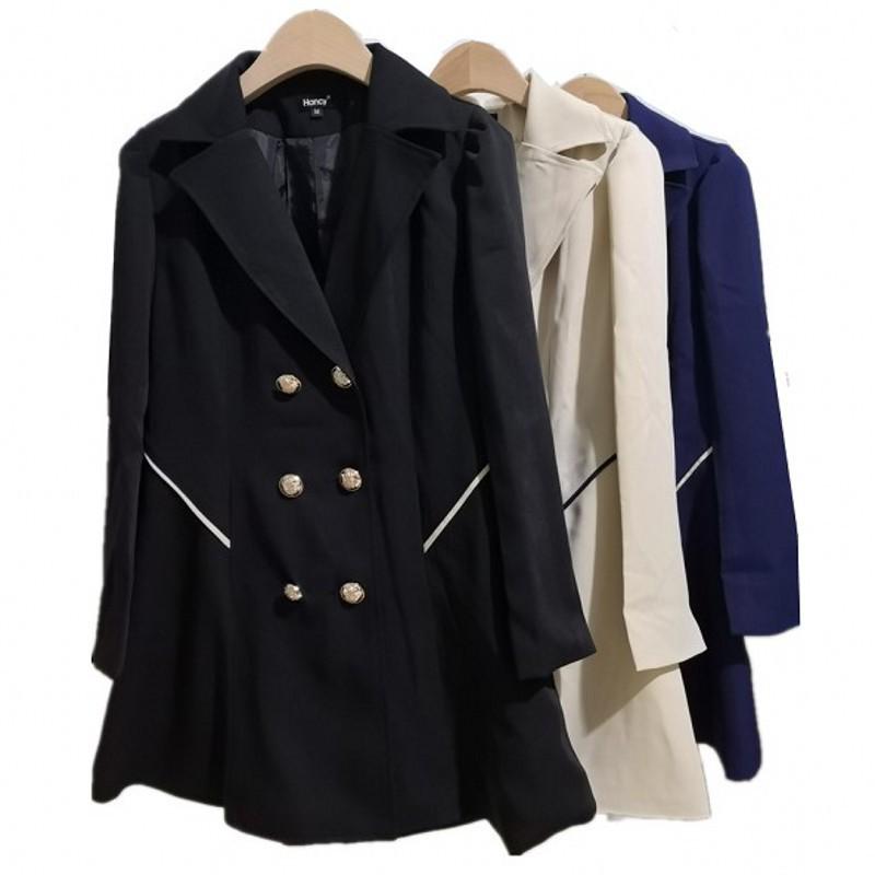 European & American Style Slim Fit Mid-Length Plus Size Women's Spring/Autumn Trench Coat