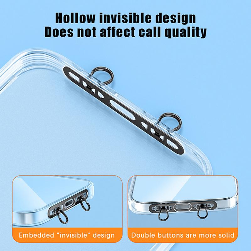 Ultra Thin Metal Mobile Phone Lanyard Patch Stainless Steel Card Anti Lost Hanging Rope Tab Double Buckle Replacement Gasket