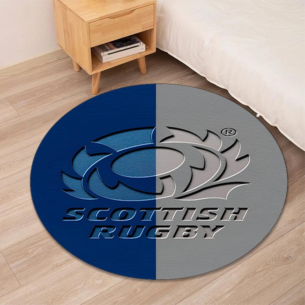 Scotland Rugby Printed Round Rug Carpet Chair Rug Area Rug Entryway Doormats,for Office Chair Living Room Bedroom Kitchen Room.