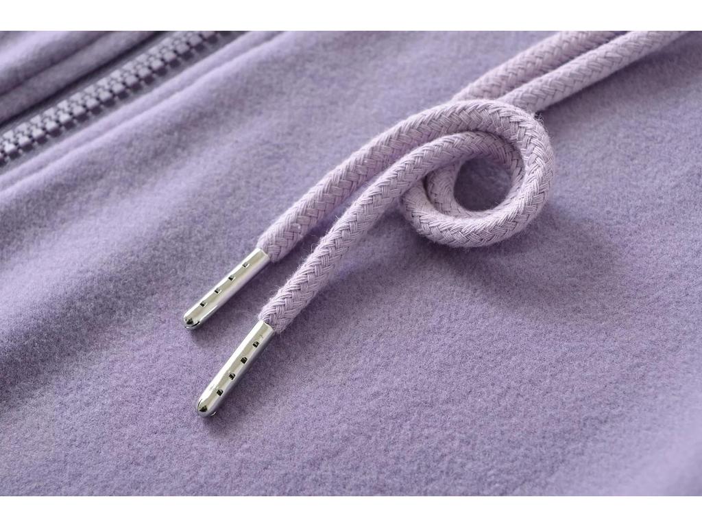 Women's American-Style Slim Fit Thermal Fleece Hoodie with Double Zippers & Large Pockets for Autumn/Winter Yoga