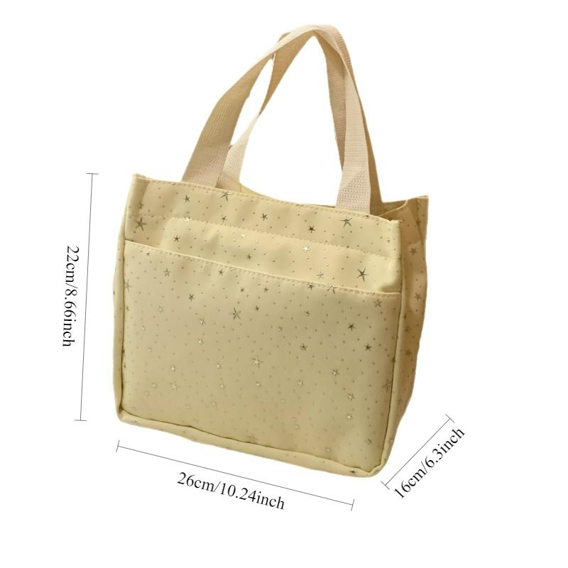 Simple Dotted Star Shoulder Bag Korean Style Casual Tote High Capacity Lunch Bag Comfortable Texture and Casual Commuting Bag