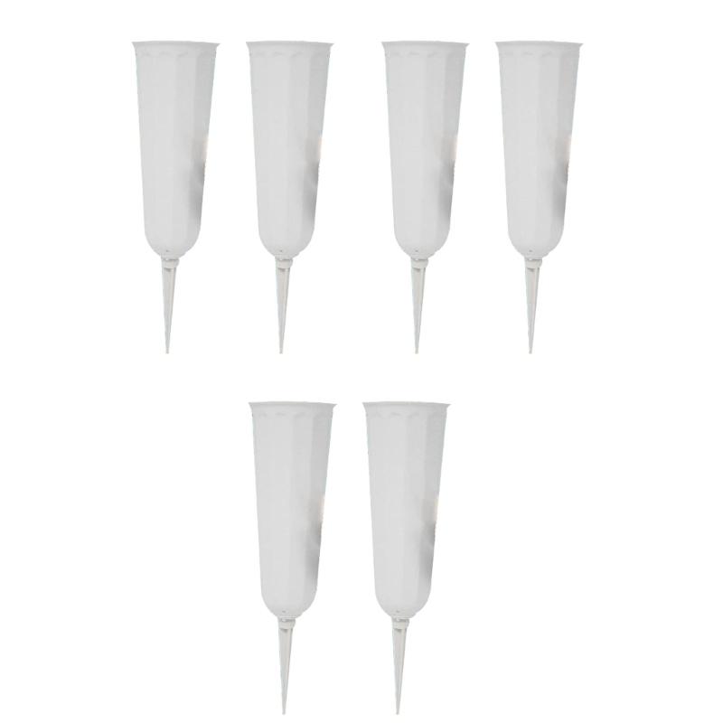 

Pack of 6 Memorial Flower Vases Plastic Grave Decorations Florals Holder with Spikes for Freshing or Artificial Flower белый