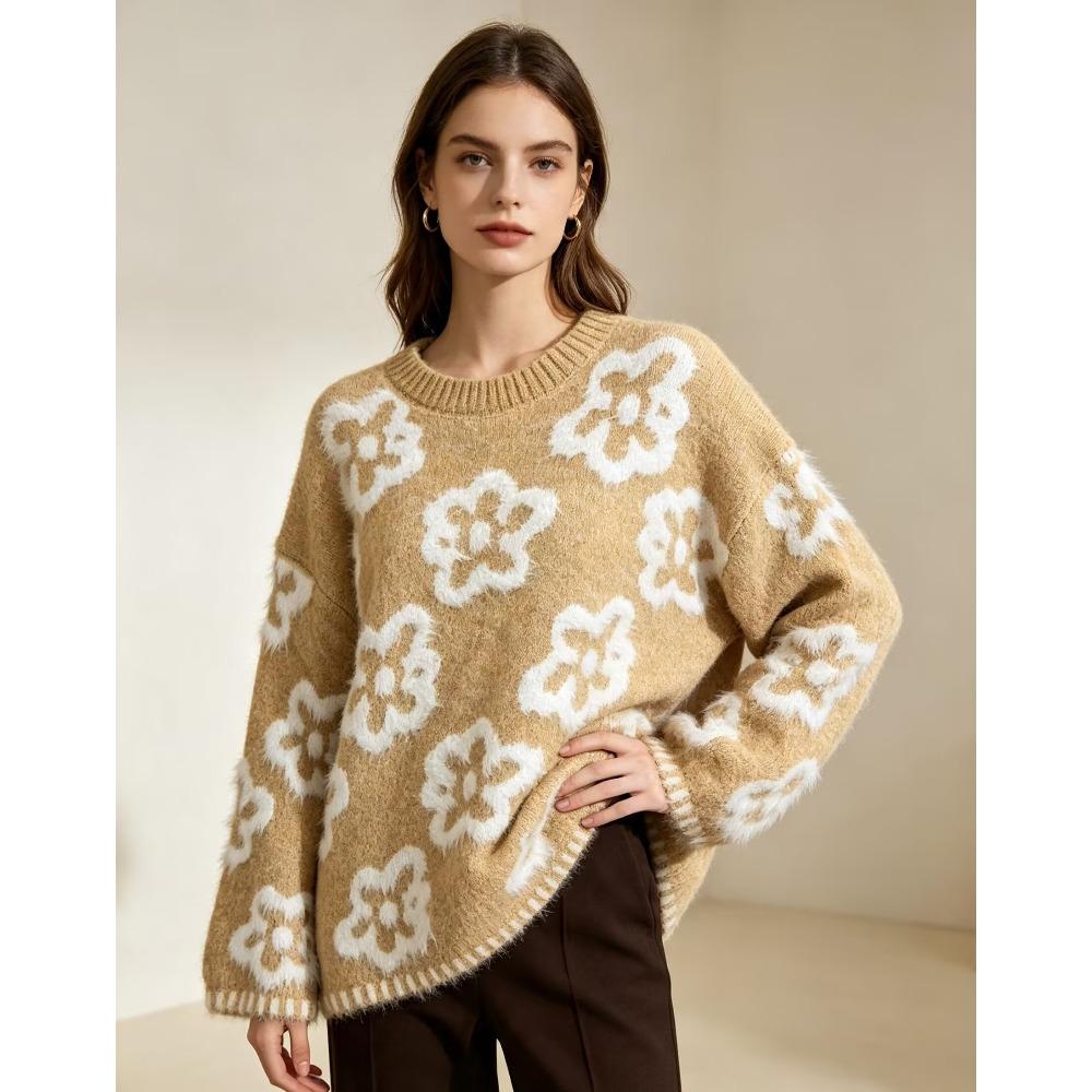 2026 Herbst Damen Bunte Pullover Stricken Basic Mode Rundhals Stil Locker Pullover Sweater