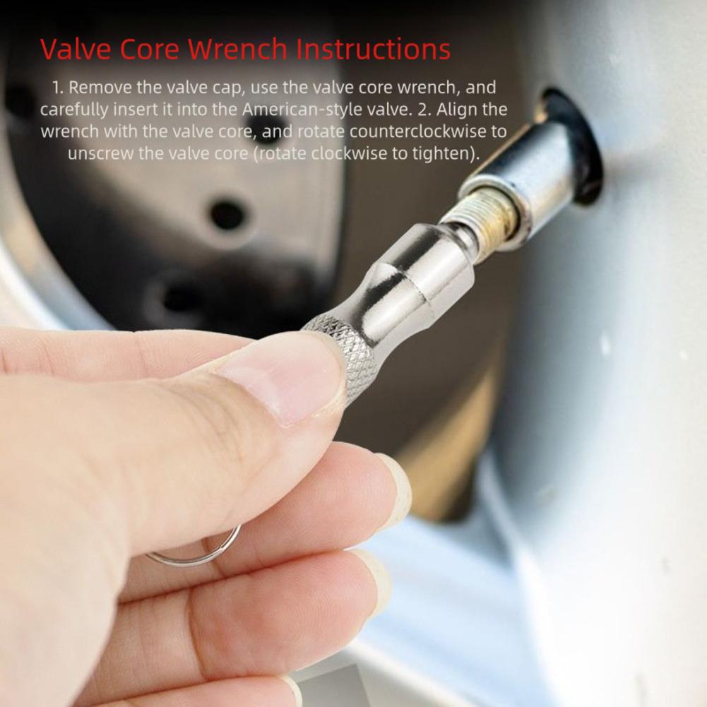 Compact Stainless Steel Valve Core Wrench for Car EV Tire Repairs
