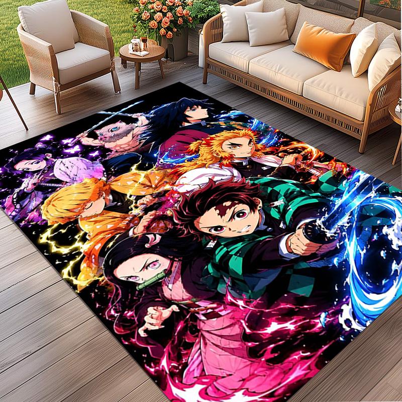 Demon Slayer Print Rug, Washable Floor Carpet, For Entryway Dorm Laundry Room Office Study, Home Decor Birthday Christmas Gift