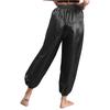 Women Belly Dance Pants Loose Fit Elastic Waistband Satin Bloomers Stage Performance Trousers