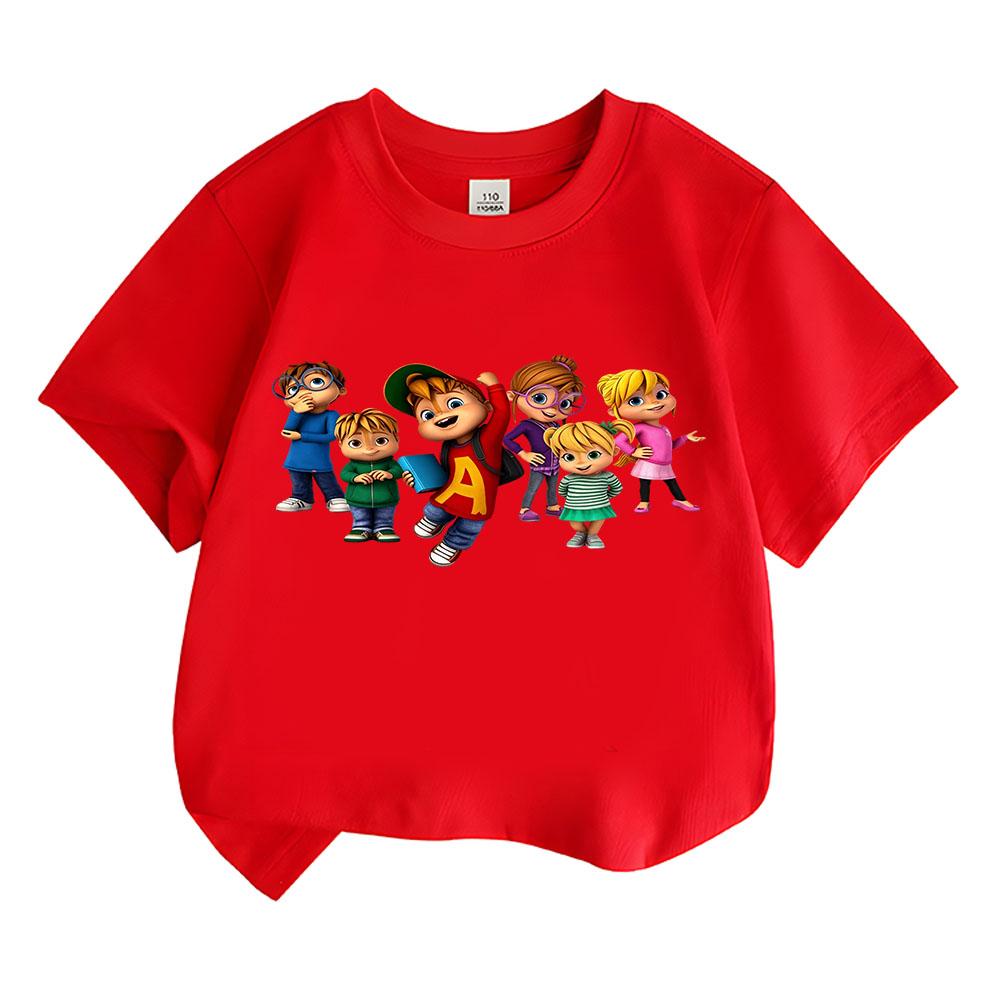 Alvin and The Chipmunks Children's Cartoon T-Shirt Cotton Kids Tees Cute Boys Girls Tops O-Neck Short Sleeve for Summer Toddler