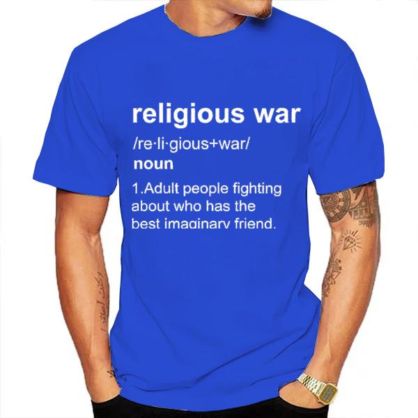 Religious War Men's T Shirt Funny Letter Print Short Sleeve Tees Fashion Graphic Y2k Tops Best Friend Men's Oversized Clothing