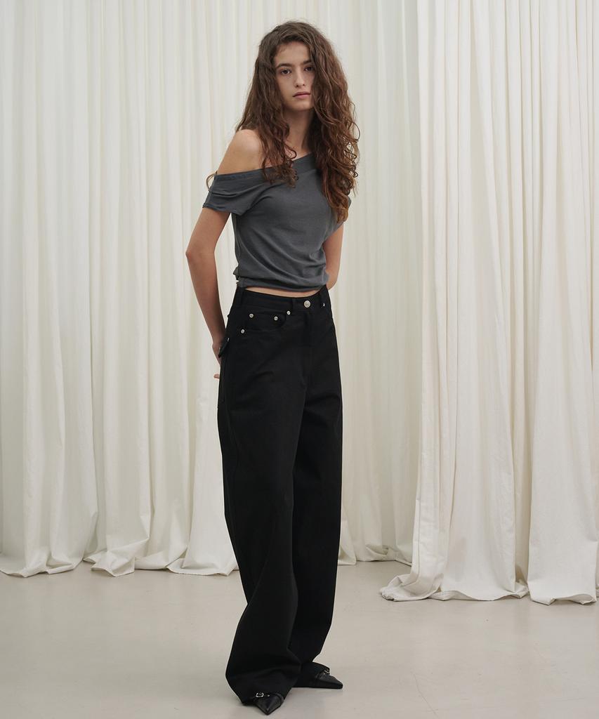 MARROT Curved Cotton Pants_Black
