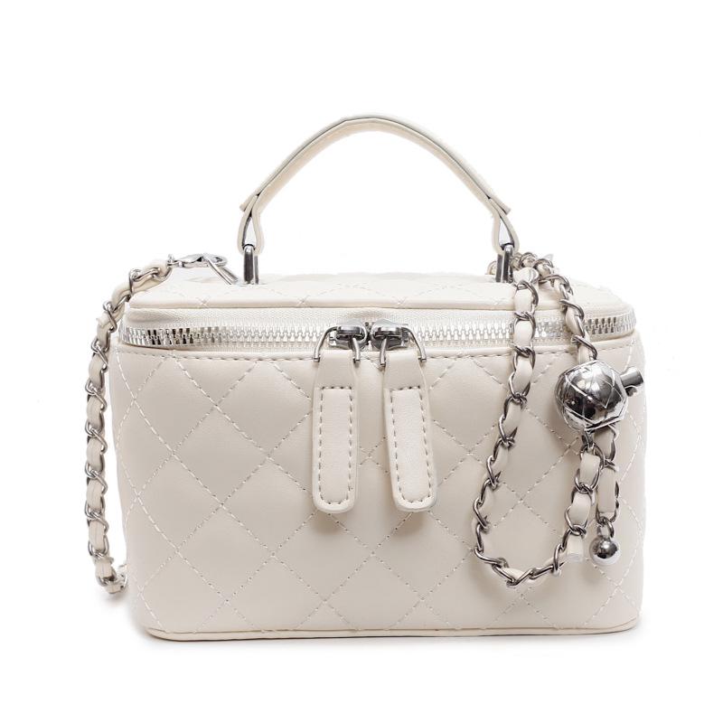 Women's 2025 Argyle Embroidery Small Handbag: Versatile Chain Crossbody, Handheld Box, Square Bag for Spring/Summer Fashion