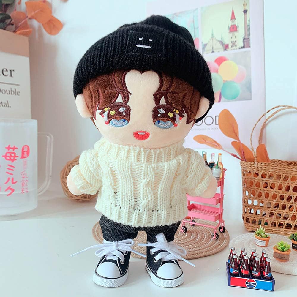 niannyyhouse Doll Clothing Set 20cm Twist Sweater Hat Shorts 3 Pieces Plush Toy Cotton Baby Doll Clothes
