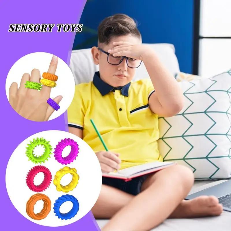 12er Set Sensorische Ringe für Teenager und Erwachsene Stressabbau Massagegerät Linderung Fidget Spielzeug Akupressur Stachelig zur Unterhaltung Spiel Sicher Kinderfreundlich Spaß