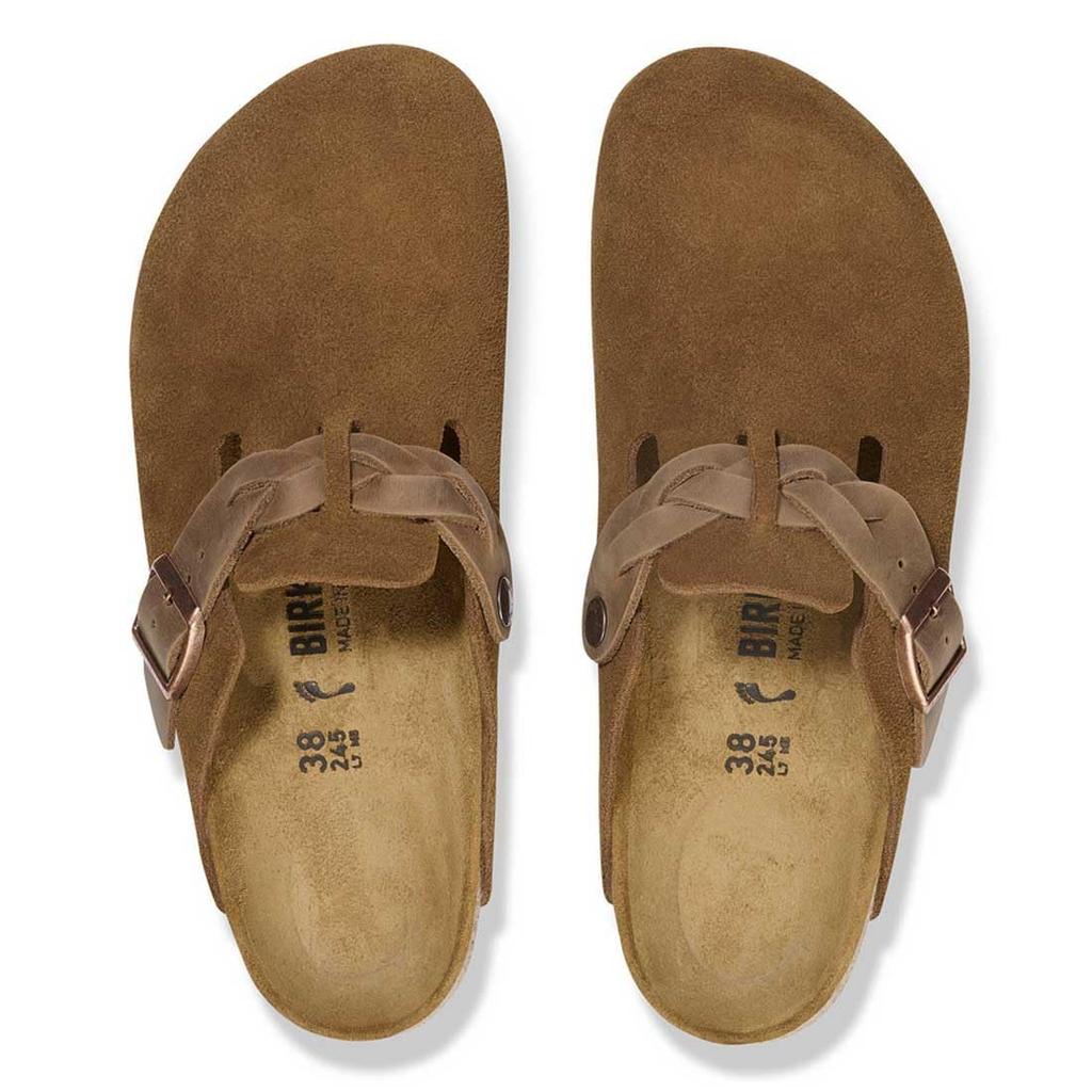 Birkenstock Boston Braided Regular EU40 1026665 Sandals, Clogs, Unisex, Suede, Mink, (26.0cm),