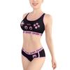 LittleForBig Women's 2-Piece Bralette Set [Playgirl] Cotton Cami and Panties (Black, Size XS)