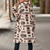 Autumn and Winter Printed Plush Coat Flip Collar Single Breasted Long Sleeved Jacket Women's Warm Comfortable Outerwear Retro Ethnic Style