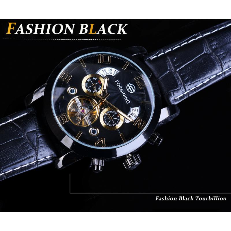 Forsining Men Fashion Casual Dial Tourbillon Mechanical Watch