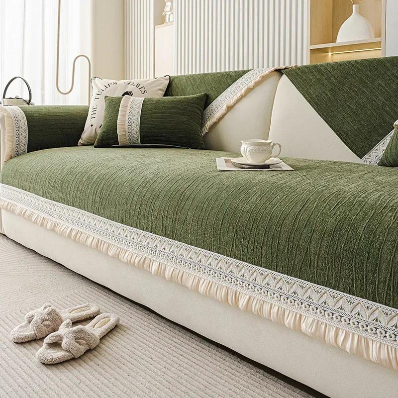 1PC Luxury Chenille Sofa Cover for Living Room Universal Anti-Slip Kids Pets Sofa Cushion French Style L Shape Couch Covers Home