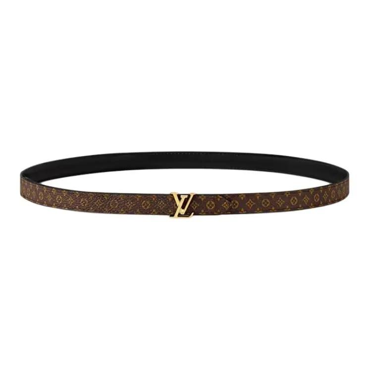 Louis Vuitton Cintura in pelle liscia con fibbia e stampa logo stile donna marrone 1,5 cm