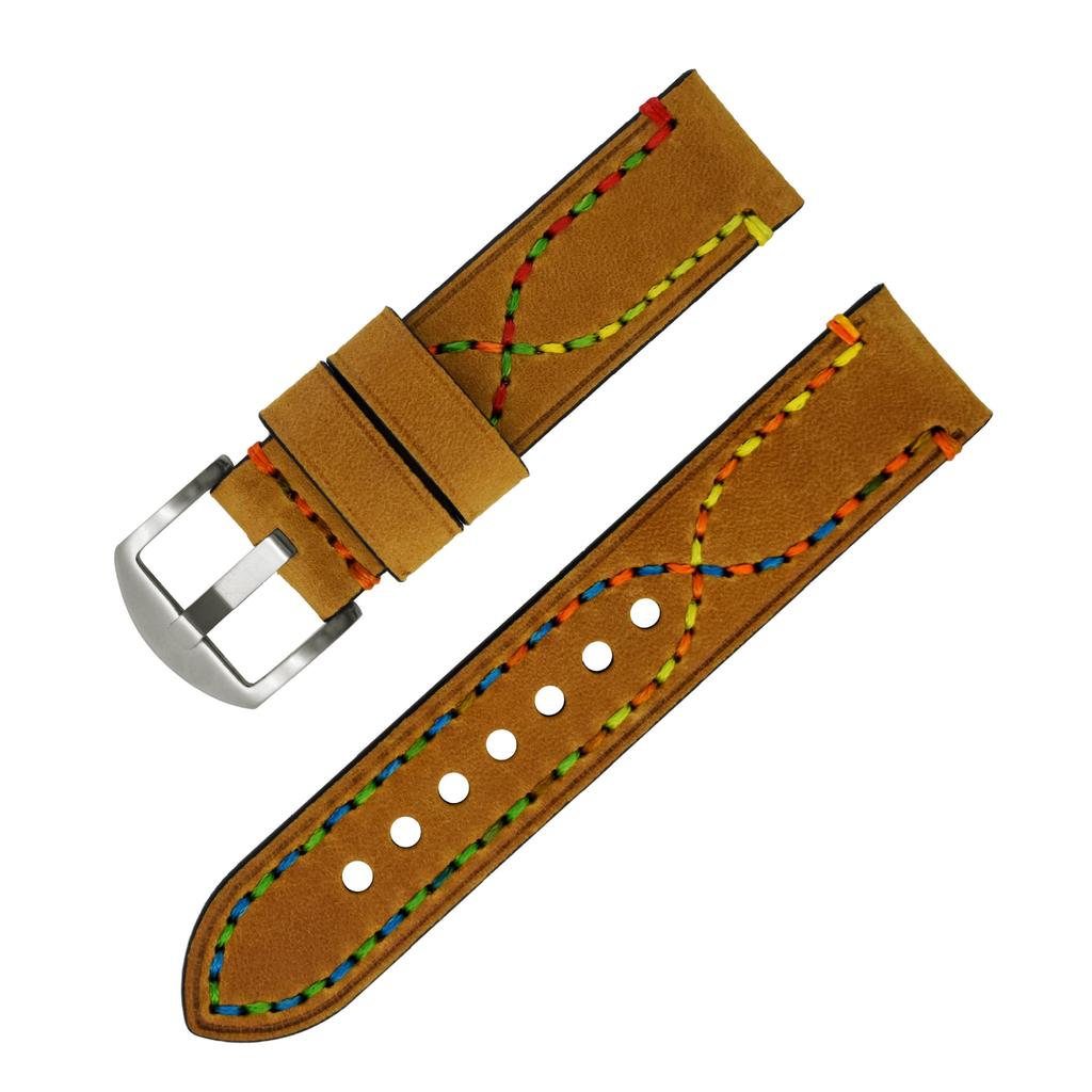Handmade Color Thread First Layer Crazy Horse Leather Universal Watch Strap Adaptation 18 20 22 24 26mm