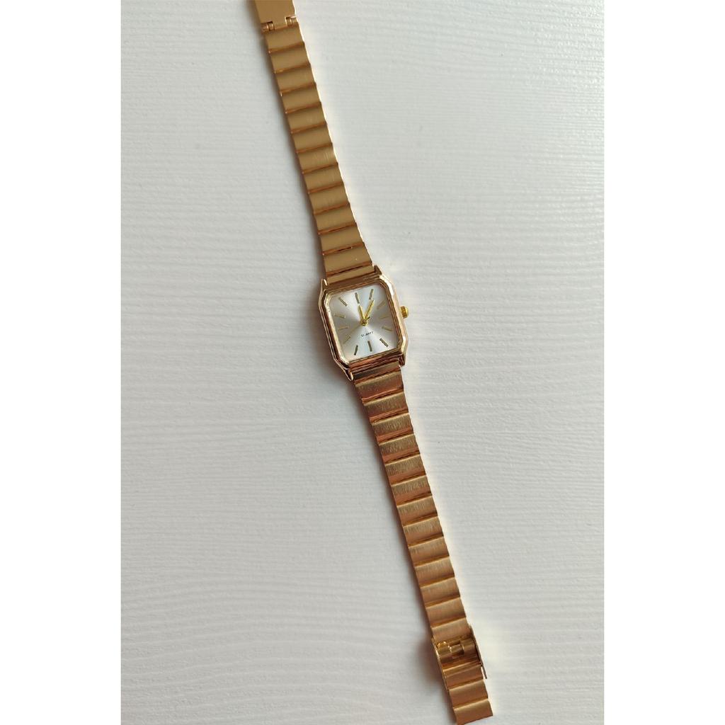 Women's Wristwatch New Fashion Vintage Metal Block Cord Gold Wristwatch