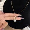 French elegant retro full diamond U-shaped round strong light pearl necklace temperament versatile court style collarbone chain